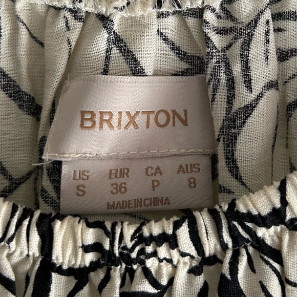 Brixton Indo Linen Swing Tiered Midi Dress Floral Sz Small Ivory - Picture 3 of 7